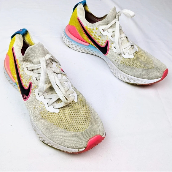 Nike Epic React Flyknit 2 White/Pink Blast CI7583-100 Lace Up Sneakers Men 10.5 main image 8